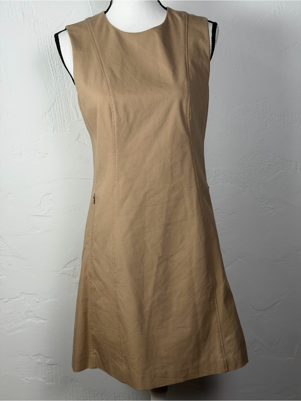 Theory Sleeveless Tan A-Line Dress -Timeless Classic size 6 with pockets